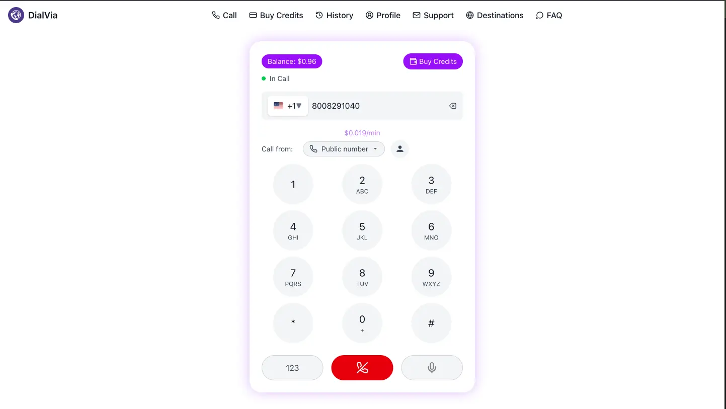 Live call active with mute options